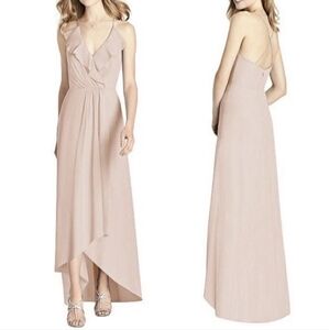 Jenny Packham New Lux Chiffon V Ruffle Bridesmaids Dress Size 8 Camo Color
